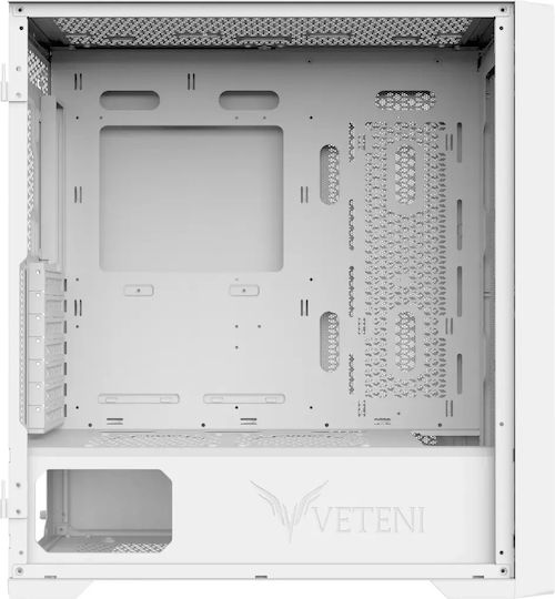 Veteni Woody VT-WOODY-01WH Gaming Midi Tower Κουτί Υπολογιστή με Πλαϊνό Παράθυρο και RGB Φωτισμό Λευκό - Image 3