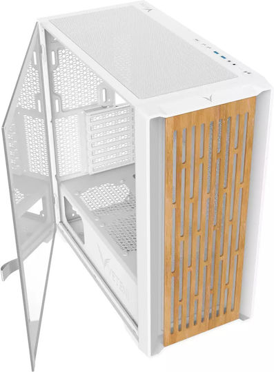 Veteni Woody VT-WOODY-01WH Gaming Midi Tower Κουτί Υπολογιστή με Πλαϊνό Παράθυρο και RGB Φωτισμό Λευκό - Image 13