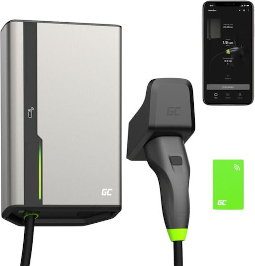 Green Cell Επιτοίχιος Μονοφασικός Σταθμός Φόρτισης 22kW με Ενσωματωμένο Καλώδιο Type 2 (EVGC021B2275)