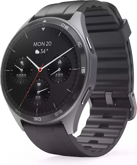 HAMA 7010 46mm Αδιάβροχο Smartwatch με Παλμογράφο (Μαύρο)