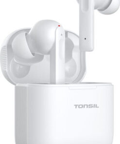 Tonsil T55BT Earbud Bluetooth Handsfree Ακουστικά με Αντοχή στον Ιδρώτα και Θήκη Φόρτισης Λευκά