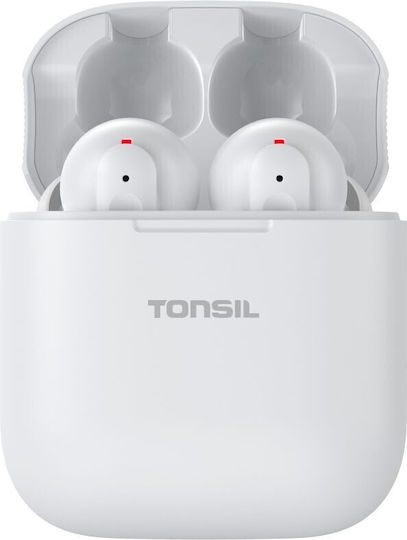 Tonsil T55BT Earbud Bluetooth Handsfree Ακουστικά με Αντοχή στον Ιδρώτα και Θήκη Φόρτισης Λευκά - Image 2