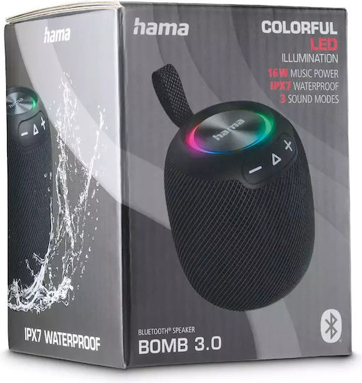 HAMA Bomb 3.0 Αδιάβροχο Ηχείο Bluetooth 16W με Διάρκεια Μπαταρίας έως 10 ώρες Μαύρο - Image 7
