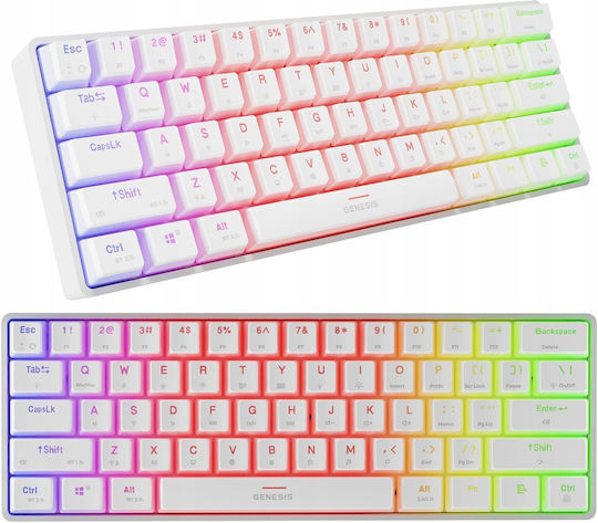 Genesis Thor 660 G2 Gaming Μηχανικό Πληκτρολόγιο 60% με Gateron Brown διακόπτες και RGB φωτισμό (Αγγλικό US) Λευκό - Image 2