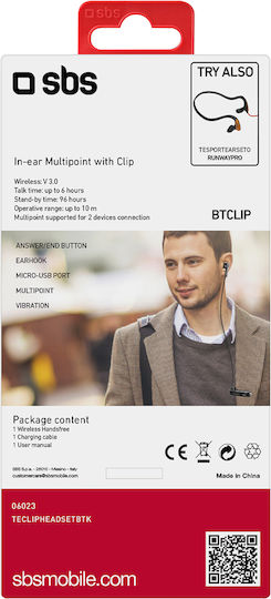 SBS BT300 In-ear Bluetooth Handsfree Ακουστικό Black - Image 7