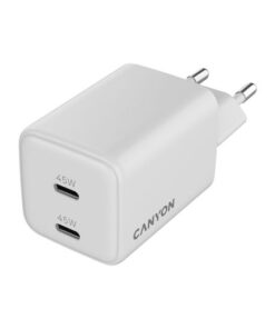 Alternative view of Canyon Φορτιστής Χωρίς Καλώδιο GaN με 2 Θύρες USB-C 45W Power Delivery Λευκός