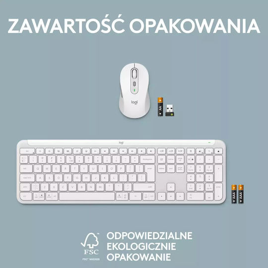 Logitech Signature Slim Combo MK950 Ασύρματο Bluetooth Σετ Πληκτρολόγιο & Ποντίκι Αγγλικό US Λευκό - Image 4