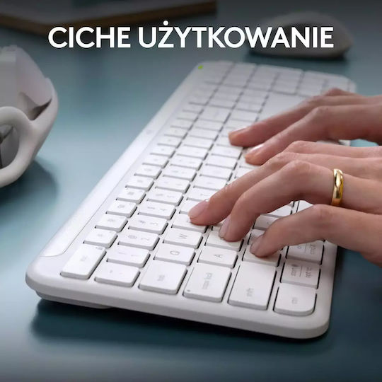 Logitech Signature Slim Combo MK950 Ασύρματο Bluetooth Σετ Πληκτρολόγιο & Ποντίκι Αγγλικό US Λευκό - Image 10