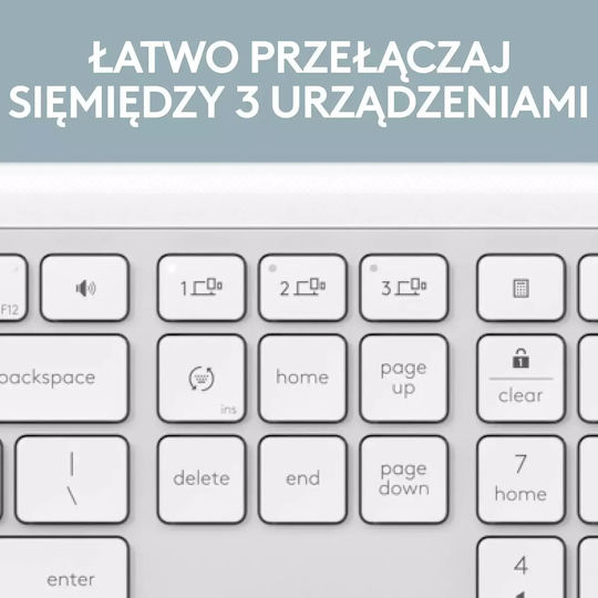 Logitech Signature Slim Combo MK950 Ασύρματο Bluetooth Σετ Πληκτρολόγιο & Ποντίκι Αγγλικό US Λευκό - Image 7