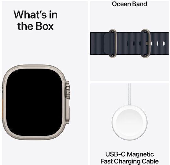 Apple Watch Ultra 2 2024 Titanium 49mm Αδιάβροχο με eSIM και Παλμογράφο (Natural με Navy Ocean Band) - Image 5