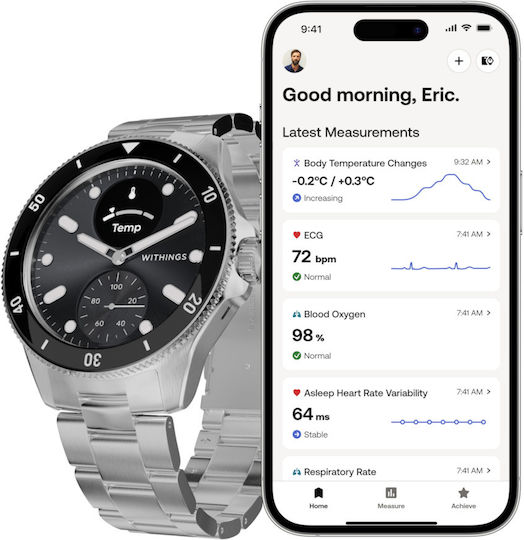Withings Scanwatch Nova Stainless Steel 42mm Αδιάβροχο με Παλμογράφο (Black) - Image 9