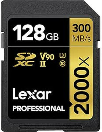Lexar Professional 2000X SDXC 128GB Class 10 U3 V90 UHS-II