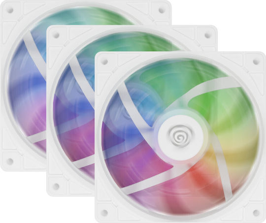 Natec Oxal 120 Case Fan με ARGB Φωτισμό και Σύνδεση 3-Pin / 4-Pin PWM 3τμχ Λευκό - Image 4