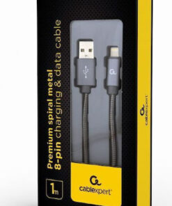Alternative view of Cablexpert Braided USB to Lightning Cable Γκρι 2m (CC-USB2S-AMLM-2M-BG)