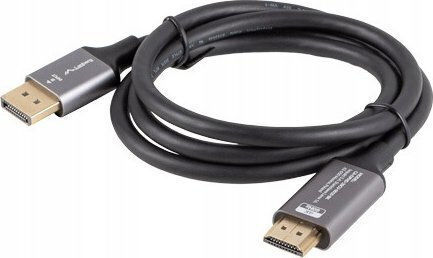 Προσαρμογέας Καλωδίου Lanberg Displayport M > Hdmi M 1m 4k Μαύρο-ασημί - Image 2