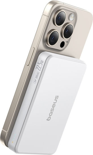 Baseus Airpow2 Qi2 Power Bank 10000mAh 22.5W με Θύρα USB-A και Θύρα USB-C Λευκό - Image 7