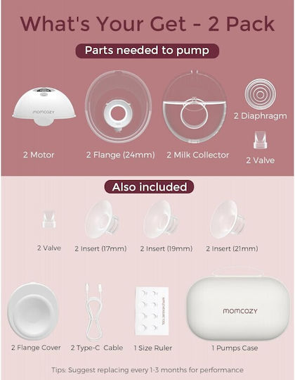Momcozy M5 Breast Pump Φορητό Διπλό Θήλαστρο Μπαταρίας Λευκό 180ml BP180-GR00BA-A - Image 6