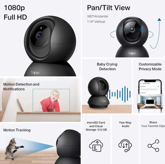 TP-LINK TAPO C201 v1 IP Κάμερα Παρακολούθησης Wi-Fi Full HD 1080p με Αμφίδρομη Επικοινωνία και Φακό 4mm - Image 7
