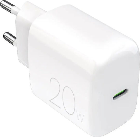 Puro Φορτιστής Χωρίς Καλώδιο με Θύρα USB-C 20W Λευκός (Prolite)
