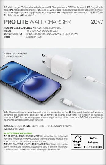 Puro Φορτιστής Χωρίς Καλώδιο με Θύρα USB-C 20W Λευκός (Prolite) - Image 3