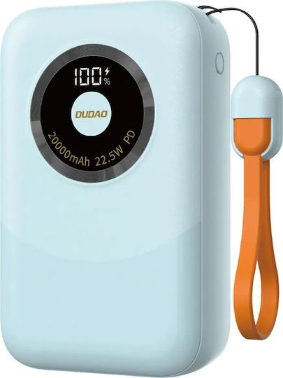 Dudao K21 Mini Power Bank 10000mAh 22.5W με Θύρα USB-A και Θύρα USB-C Power Delivery Μπλε