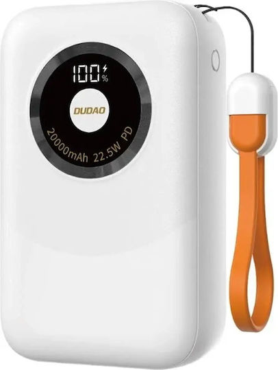 Dudao K21 Mini Power Bank 10000mAh 22.5W με Θύρα USB-A και Θύρα USB-C Power Delivery Λευκό