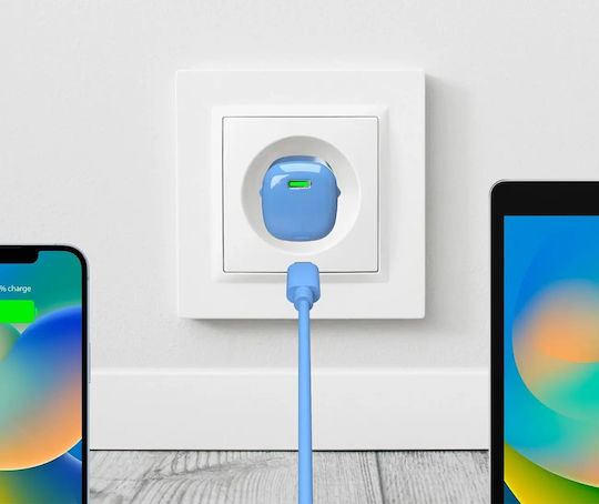 Puro Φορτιστής Χωρίς Καλώδιο GaN με Θύρα USB-C 20W Power Delivery Μπλε (PUFCMTCUSBC20WGBLUE) - Image 2