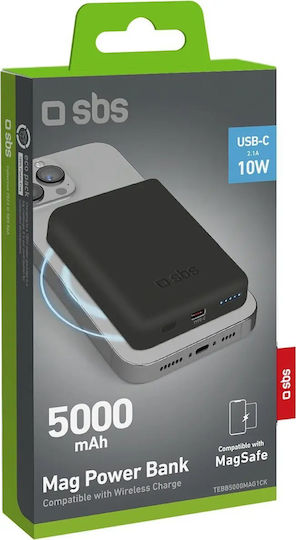 SBS MagSafe Power Bank 5000mAh 5W με Θύρα USB-C Μαύρο - Image 2