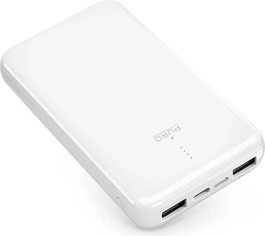 Puro Power Bank 10000mAh 12W με 2 Θύρες USB-A και Θύρα USB-C Λευκό - Image 2