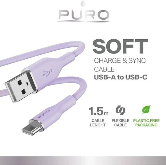 Puro Icon USB 2.0 Cable USB-C male - USB-A 18W Μωβ 1.5m - Image 3