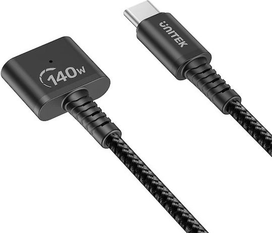Unitek LED / Magnetic USB 2.0 Cable USB-C male - Magsafe 3 140W Μαύρο 1m C14121BK-1M - Image 3