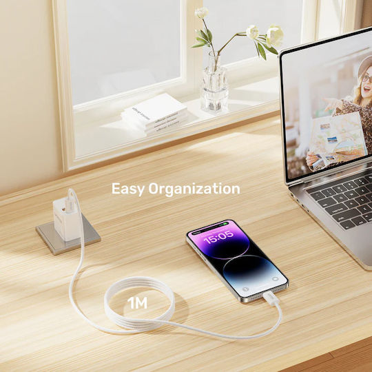 Unitek Magnetic / Retractable / Braided USB 2.0 Cable USB-C male - USB-C 100W Λευκό 1m (C1414AWH-1M) - Image 4