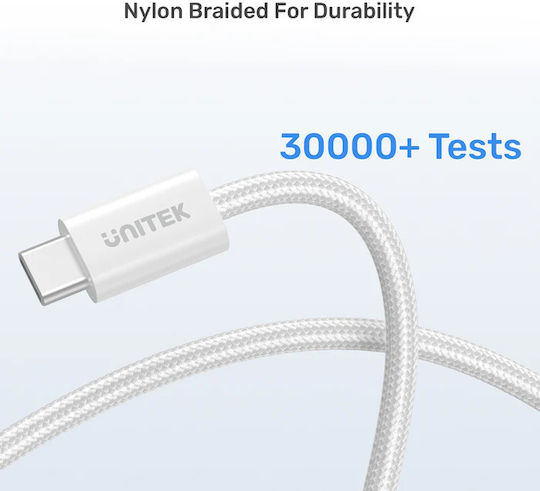 Unitek Magnetic / Retractable / Braided USB 2.0 Cable USB-C male - USB-C 100W Λευκό 1m (C1414AWH-1M) - Image 8