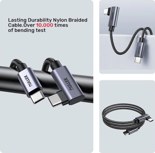 Unitek Angle (90°) USB 2.0 Cable USB-C male - USB-C 100W Μαύρο 3m (C14123BK-3M) - Image 3