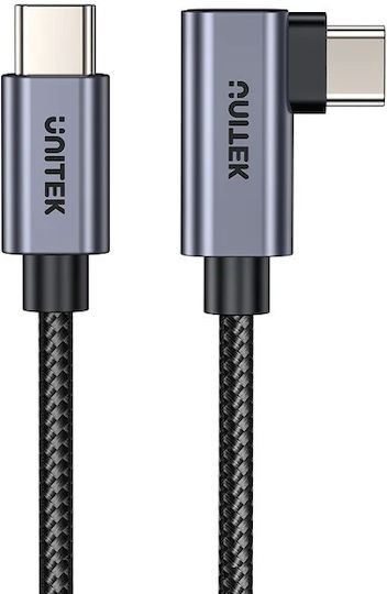 Unitek Angle (90°) USB 2.0 Cable USB-C male - USB-C 100W Μαύρο 2m (C14123BK-2M) - Image 2