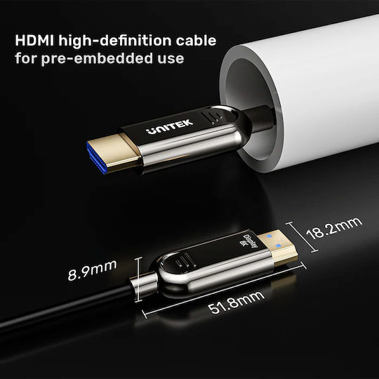 Unitek HDMI 2.1 Cable HDMI male - HDMI male 40m Μαύρο (C11085GY01-40M) - Image 6