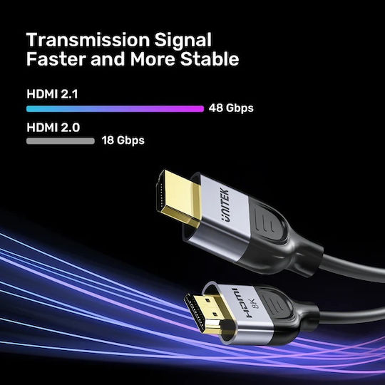 Unitek HDMI 2.1 Cable HDMI male - HDMI male 2m Μαύρο (C11086GY01-2M) - Image 5