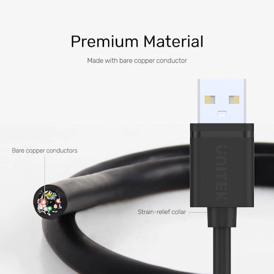 Unitek USB 2.0 Cable USB-A male - USB-A male 1.5m Y-C442GBK - Image 9