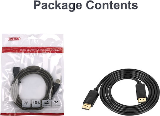 Unitek Cable DisplayPort male - DisplayPort male 1.5m Μαύρο (Y-C607BK) - Image 5