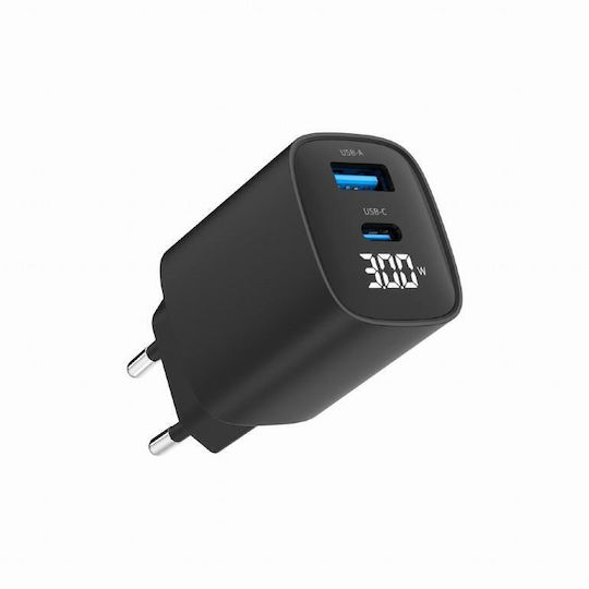 Gembird Φορτιστής Χωρίς Καλώδιο με Θύρα USB-A και Θύρα USB-C 30W Power Delivery / Quick Charge 3.0 Μαύρος (TA-UC-PDQC30LCD-BK-01) - Image 3