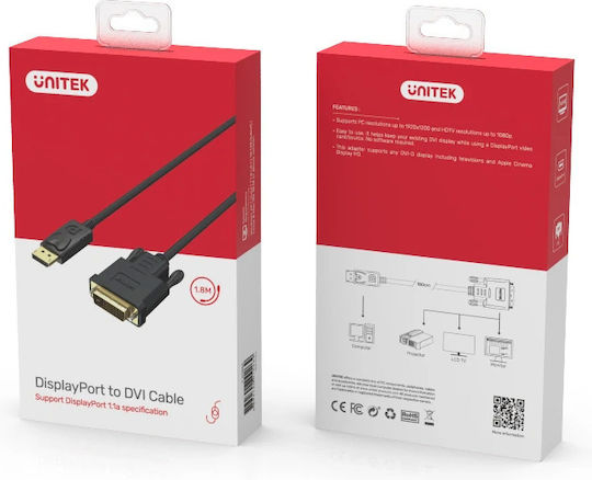 Unitek Cable DVI-D male - DisplayPort male 1.8m (Y-5118BA) - Image 9