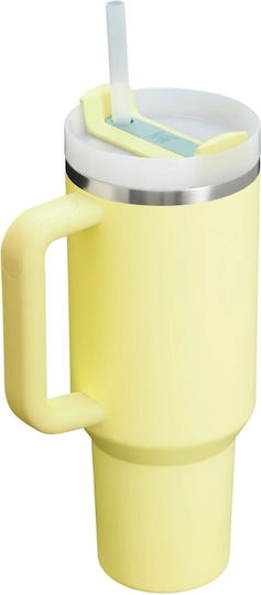 Stanley Quencher H2.0 FlowState Ανακυκλώσιμο Handled Tumbler Θερμός Ανοξείδωτο BPA Free 1.18lt Κίτρινο με Καλαμάκι και Λαβή 10-11673-160 - Image 2
