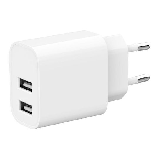 Gembird Φορτιστής Χωρίς Καλώδιο με 2 Θύρες USB-A Λευκός (TA-UC-2A12-01)