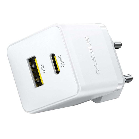 Baseus Φορτιστής Χωρίς Καλώδιο με Θύρα USB-A και Θύρα USB-C 30W Λευκός (Palm) - Image 4