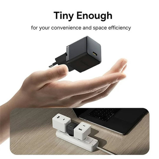 Baseus Φορτιστής με Θύρα USB-C και Καλώδιο USB-C - USB-C 20W Power Delivery Μαύρος (Palm) - Image 4