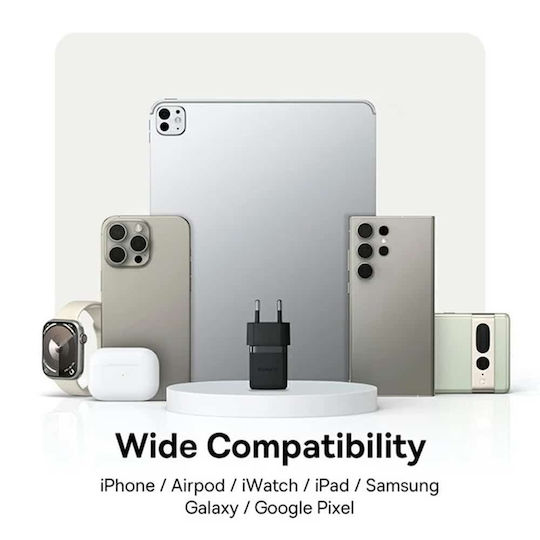 Baseus Φορτιστής με Θύρα USB-C και Καλώδιο USB-C - USB-C 20W Power Delivery Μαύρος (Palm) - Image 7