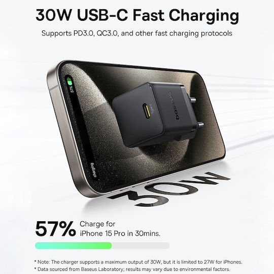 Baseus Φορτιστής Χωρίς Καλώδιο με Θύρα USB-C 30W Power Delivery Μαύρος (Palm) - Image 4