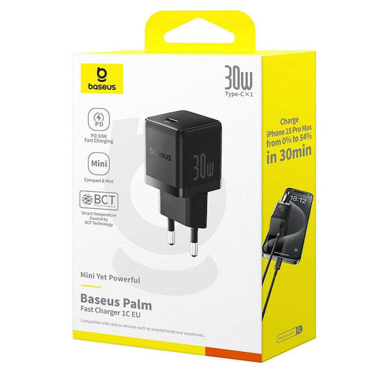 Baseus Φορτιστής Χωρίς Καλώδιο με Θύρα USB-C 30W Power Delivery Μαύρος (Palm) - Image 6
