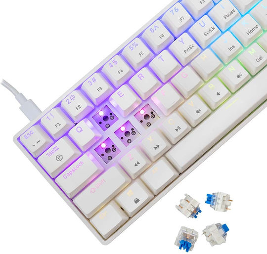 White Shark Shinobi 2 Gaming Μηχανικό Πληκτρολόγιο 40% με Custom Blue διακόπτες και RGB φωτισμό (Αγγλικό US) Λευκό - Image 2