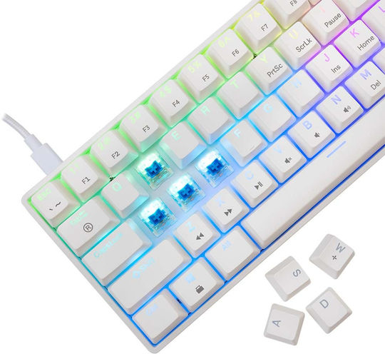 White Shark Shinobi 2 Gaming Μηχανικό Πληκτρολόγιο 40% με Custom Blue διακόπτες και RGB φωτισμό (Αγγλικό US) Λευκό - Image 4